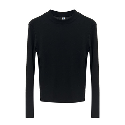 widelia陈姬儿秋冬叠穿内搭白色打底衫半高领小立领长袖上衣9585