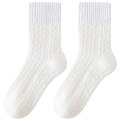 加绒加厚保暖不冻脚毛圈中筒袜女