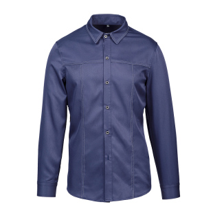 高级感工作服餐饮服务员酒店餐厅饭店火锅店夏季牛仔蓝短袖制服女