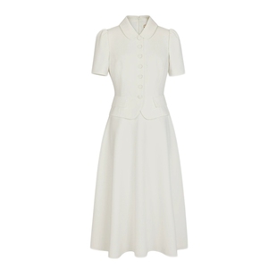 朗姿/MOJO优雅简约假两件连衣裙时尚设计感通勤约会长裙