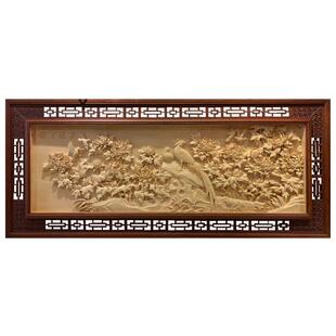 周先荣锦鸡牡丹图手工木雕锦上添花椴木定制东阳古典古典墙装饰画