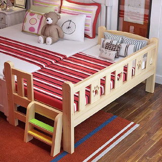 。我要买！三面学生床松木带尾梯儿童实木床男生床护栏可移动挡板