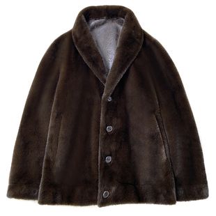 貂皮外套男整貂可俩面穿皮衣冬季仿羊羔毛皮毛一体皮草金貂绒大衣