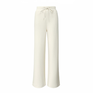 Tea Beauty窄版阔腿长裤女秋冬高腰运动瑜伽裤直筒裤白色休闲裤子