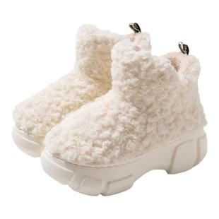 高帮棉鞋小码女拖鞋34家居厚底毛毛小个子增高7cm超火网红外穿33