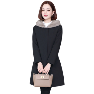 派克服女冬季新款水貂毛貂皮内胆可拆卸海宁皮草尼克服外套中长款