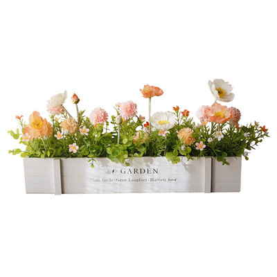 轻奢栅栏仿真花插花客厅桌面摆件绿植盆栽花园摆设室内外干花装饰