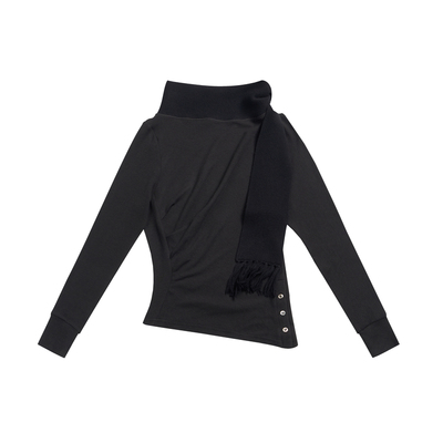 韩国BEDEVIL羊毛不对称围巾T恤