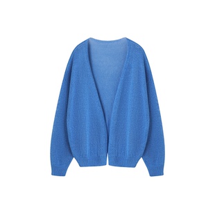 XWI欣未轻盈和纸纱蓝调轻氧衫女2026年春夏休闲通勤松弛针织开衫