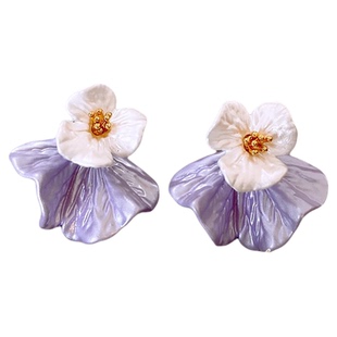 古婷紫色纹理花朵耳钉女独特漂亮耳环2026新款高级感轻奢小众耳饰