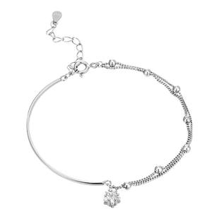 925银手链女百搭小众设计简约双层森系手镯网红闺蜜生日礼物手环