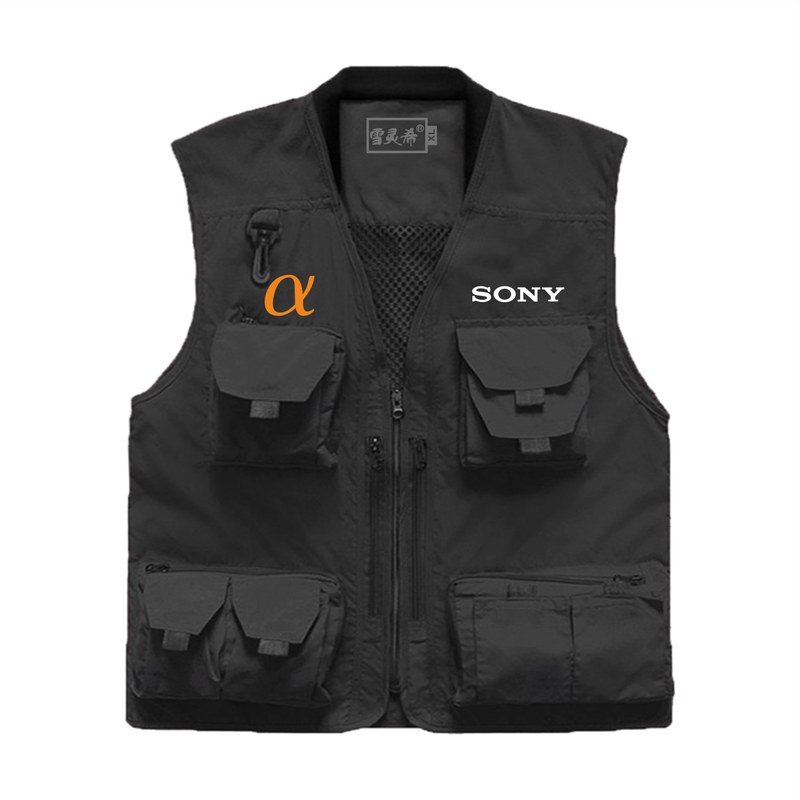索尼摄影马甲男定制印logo多口袋户外记者工作服专业摄像师背心