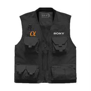 索尼摄影马甲男定制印logo多口袋户外记者工作服专业摄像师背心