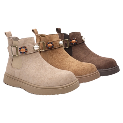 月芽儿2025冬季新款英伦风切尔西靴子女厚底加绒短筒靴复古马丁靴