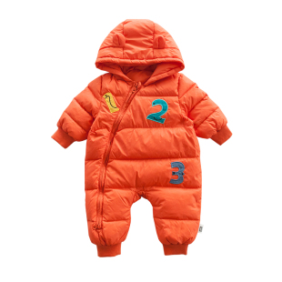 男婴儿连体衣服外出3羽绒服4冬季8女宝宝7婴幼儿0一1岁5冬装6个月