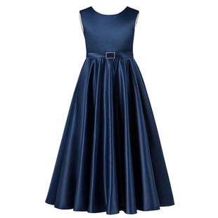 女童高档管弦乐礼服裙小提琴演奏服儿童简约缎面公主裙小主持长裙