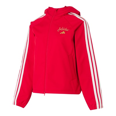 Adidas阿迪达斯红色新年款外套女款2026春节本命年保暖夹克KU8972