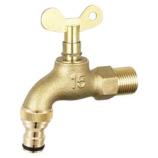 全铜4分纯色带锁水龙头室户外老式加锁防偷盗带钥匙洗衣机一分二