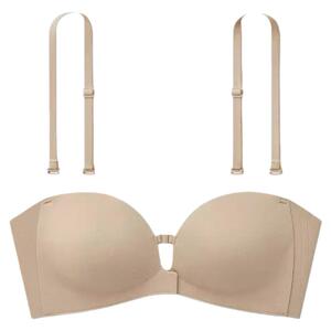 Meol前扣无肩带小胸聚拢抹胸结婚纱隐形裹胸粉底液文胸防滑内衣女