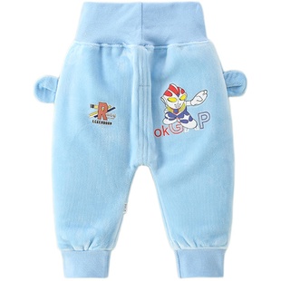 宝宝加绒裤子秋冬季加厚男女婴儿保暖裤大屁屁pp裤幼儿高腰护肚裤