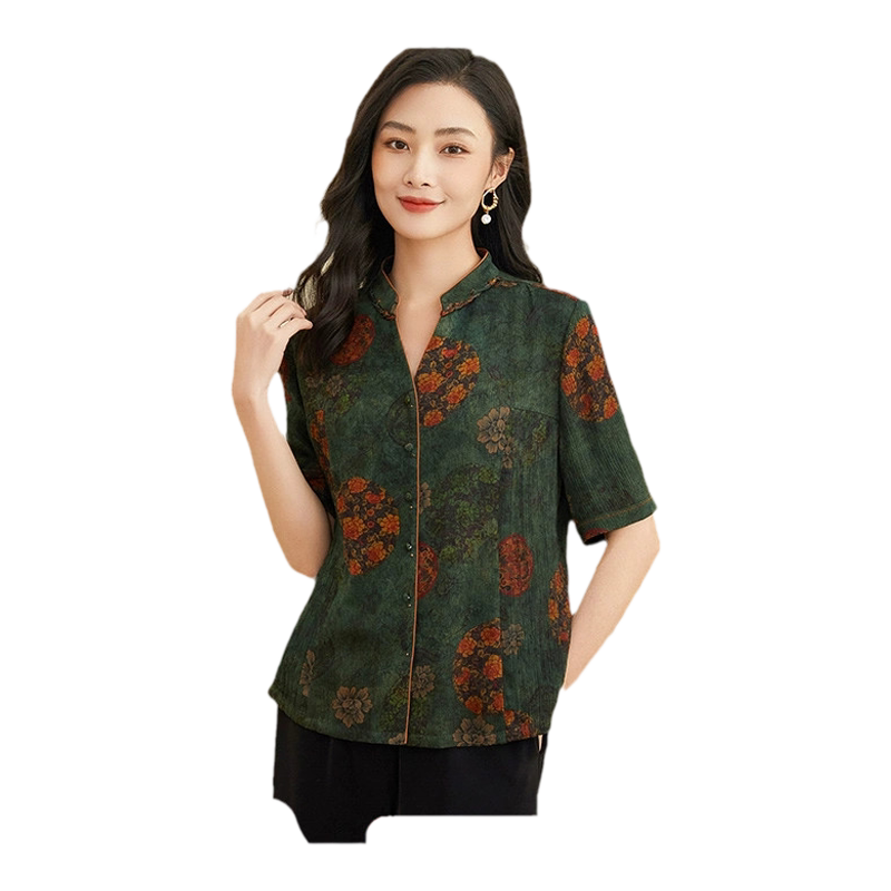 乔万尼衬衫上衣女年夏季新款香云纱真丝桑蚕丝高级感EF2C389