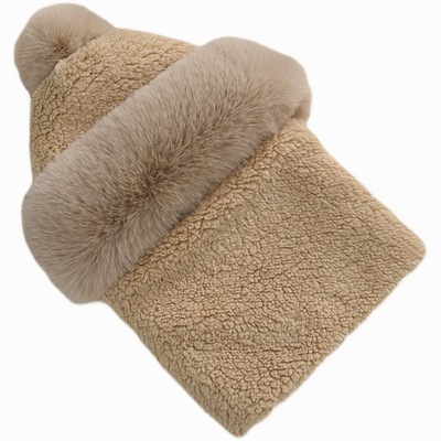 2025新款一体帽子围巾女加绒加厚保暖毛绒冬防寒护耳围脖骑车连帽