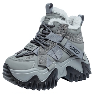 内增高巨好看老爹鞋女款2025新款爆款秋冬季加棉休闲运动厚底女鞋