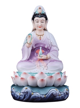戴玉堂陶瓷慈莲观音家用佛像供奉摆件观世音菩萨家里桌面客厅装饰