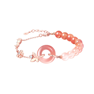 中国黄金央创平安扣手链女款水晶玛瑙女生闺蜜生日礼物送女友S925