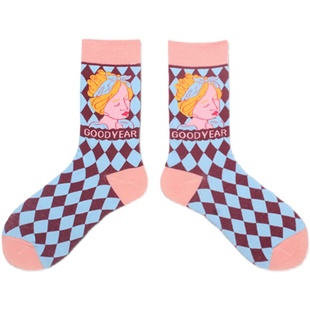 袜子女ins潮长袜秋季日系可爱个性长筒袜纯棉卡通中筒袜高筒袜冬