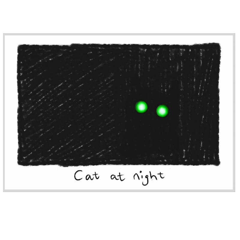 anly原创手绘贺卡明信片夜晚猫咪搞怪黑色装饰黑猫可爱插画礼物