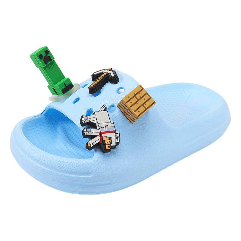 方块世界男童拖鞋儿童凉拖鞋秋冬中大童软底防滑居家男孩静音宝宝