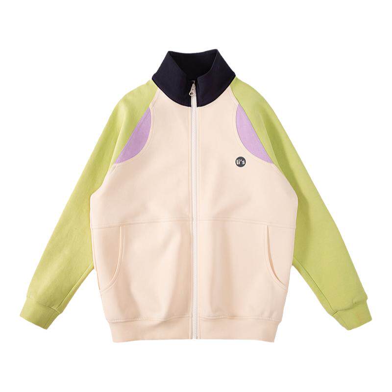 梨小闲春秋拉链校服撞色夹克外套