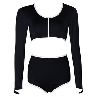 【黄圣依同款】VIA ISLAND向岛新款度假风长袖U领分体泳衣女温泉