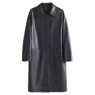 油画系勃艮第红绵羊皮外套廓形真皮皮衣女士正品高档品牌野兽小姐