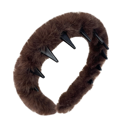 秋冬波浪毛绒豹纹高颅顶发箍女