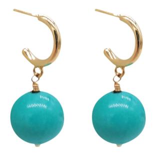 MISS HELEN晓山青耳钉耳夹女仿绿松石硅胶无耳洞耳环圆珠耳坠玉石