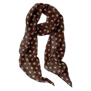 棕色波点丝巾印花百搭配饰系脖女2026年新款发带绑发长条围巾