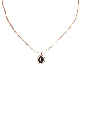 间珠链猫眼石钛钢项链女气质百搭