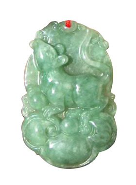 翡翠油青生肖龙证书挂件吊坠