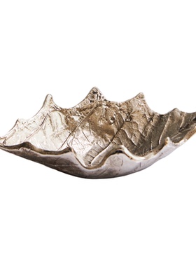 金属装饰品轻奢客厅做旧叶子托盘