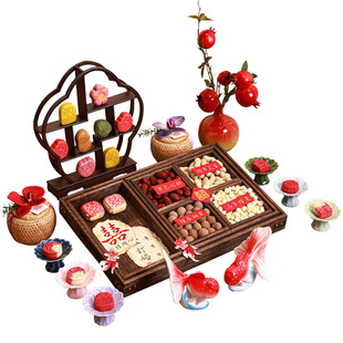订婚糕点架摆盘布置喜饼点心托盘摆台中式甜品台展示架子桌面摆件