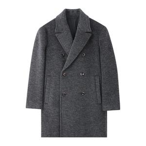 空白坐标双排扣毛呢大衣2024年冬季新款双面呢男士翻领中长款外套