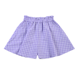 清仓款】女童五分短裙裤夏格子中大童胖装宽松加肥加大码运动裤子