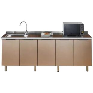 厨房橱柜简易组装灶台柜农村租房经济型不锈钢家用水槽柜简易橱柜