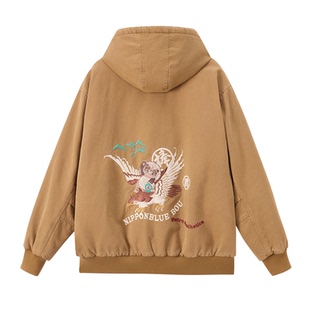 ONIARAI/鬼洗25秋冬棒系列信乐狸乘鹰加毛连帽水洗棉服男 N340230