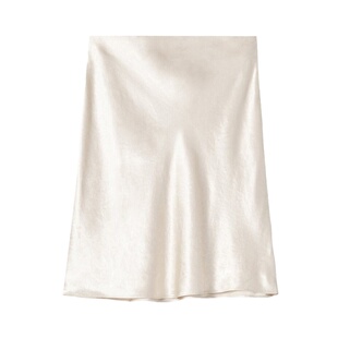 三醋酸缎面半身裙春秋高腰中长丝滑小个子垂感A字鱼尾包臀下身裙