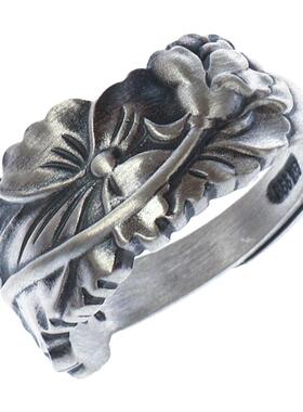 复古做旧指环开口莲花民族风女款