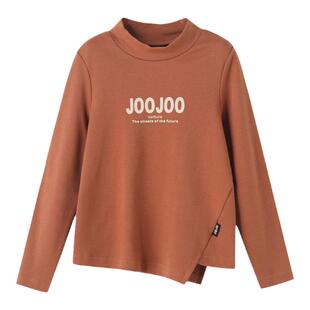 jojo童装女童秋装半高领纯棉长袖T恤中大童宽松个性潮牌百搭透气T