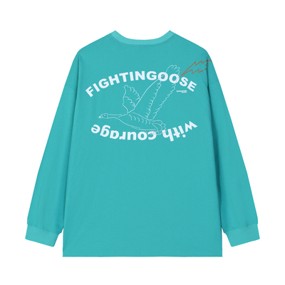 美式复古宽松长袖T恤多巴胺穿搭